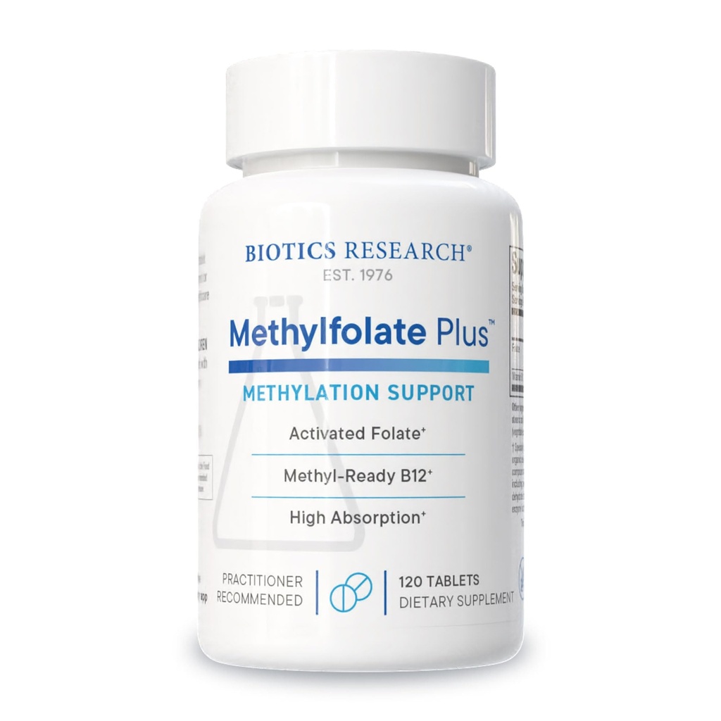 Biotics Research METHYLFOLATE PlusTM Methylfolate, Bioactive Folate + B12, Υποστηρίζει την καρδιοαγγειακή υγεία, την εμβρυϊκή ανάπτυξη, την υγεία των νεύρων, την υποστήριξη της μεθυλίωσης, τα επίπεδα Homocysteine. 120 Tabletισκία