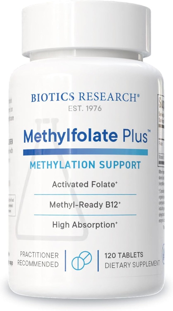 Biotics Research METHYLFOLATE PlusTM Methylfolate, Bioactive Folate + B12, Υποστηρίζει την καρδιοαγγειακή υγεία, την εμβρυϊκή ανάπτυξη, την υγεία των νεύρων, την υποστήριξη της μεθυλίωσης, τα επίπεδα Homocysteine. 120 Tabletισκία
