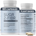 OPTIVIDA Sugr-2-Fibr - Natural Blood Sugar Support Supplement with Enzyme Technology - Glucose Support Supplement - Sugar to Fiber for Gut & Energy Levels - Blood Sugar Supplement - 60 Vegan Capsules