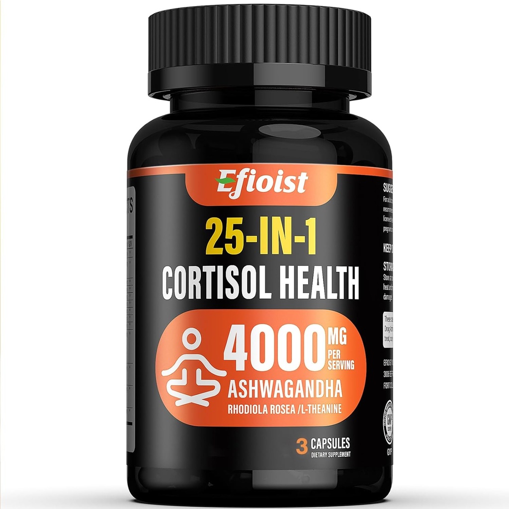 Cortisol Health Supplement, 25-σε-1 Cortisol Reucer για γυναίκες & άνδρες, Cortisol συμπληρώματα για με Ashwagandha, Rhodiola Rosea, L-Θεανίνη, 3 κάψουλες