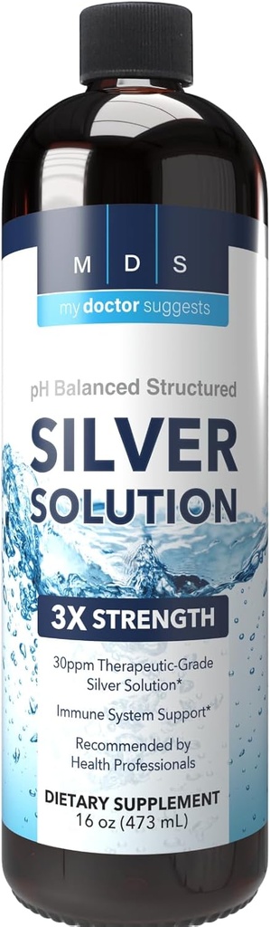 Alkaline Structured Silver Liquid Supplement 30ppm - Immune and Gut Health Support - Extra Strength Structured Colloidal Silver Mineral Supplements - Made in USA (16 oz)