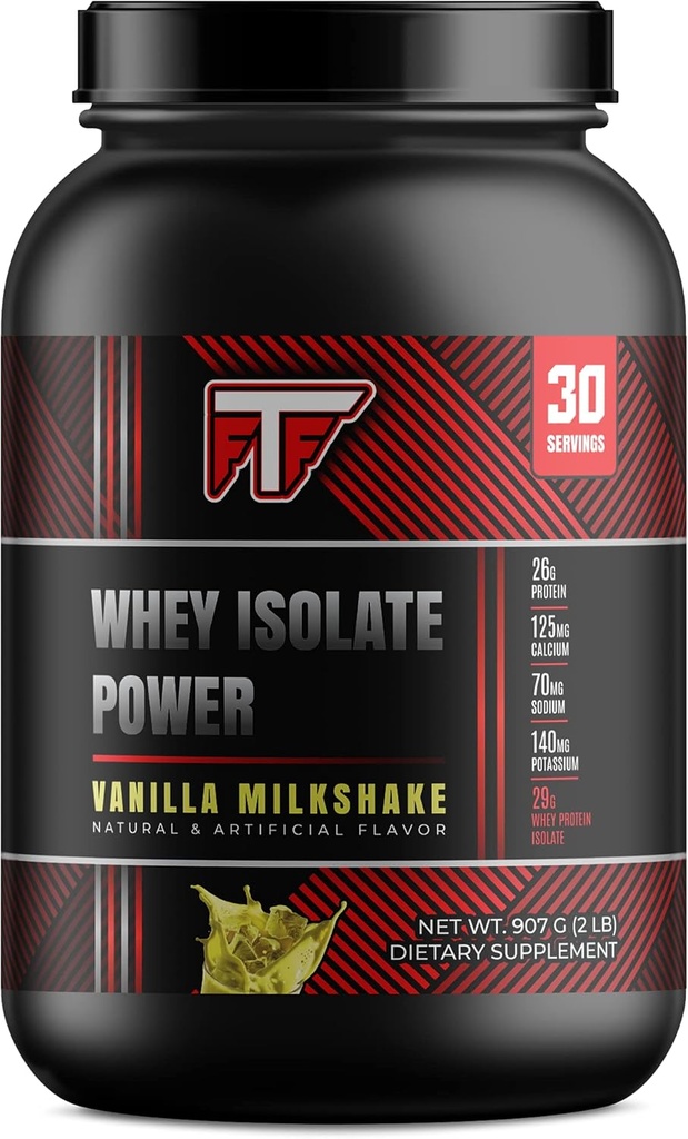 Whey Isolate Power Vanilla Milkshake, 26g από 100% Whey Protein Isolate per Serving to Build Lean Myster -Vanilla Milkshake, 2lb- 30 Servings