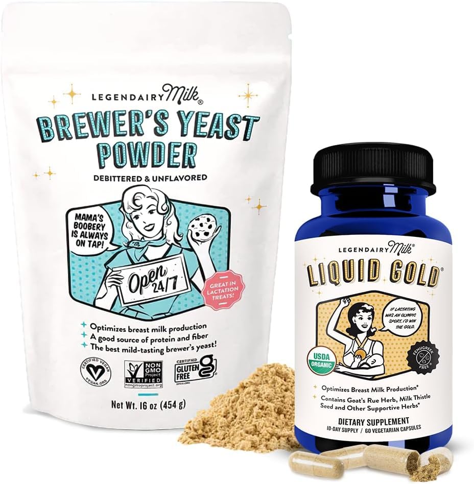 Legendairy Milk Liquid Gold + Brewer's Yeast, Συμπληρώματα Θηλασμός για την αύξηση της προσφοράς γάλακτος - Γαλουχία Υποστήριξη για την παραγωγή μητρικού γάλακτος - Fenugreek-free, Μη ΓΤΟ,