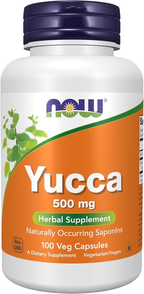NOW Συμπληρώματα Τροφίμων, Yucca (Yucca spp.) 500 mg, 4:1 Συμπυκνωμένο, φυτικό συμπλήρωμα, 100 κάψουλες