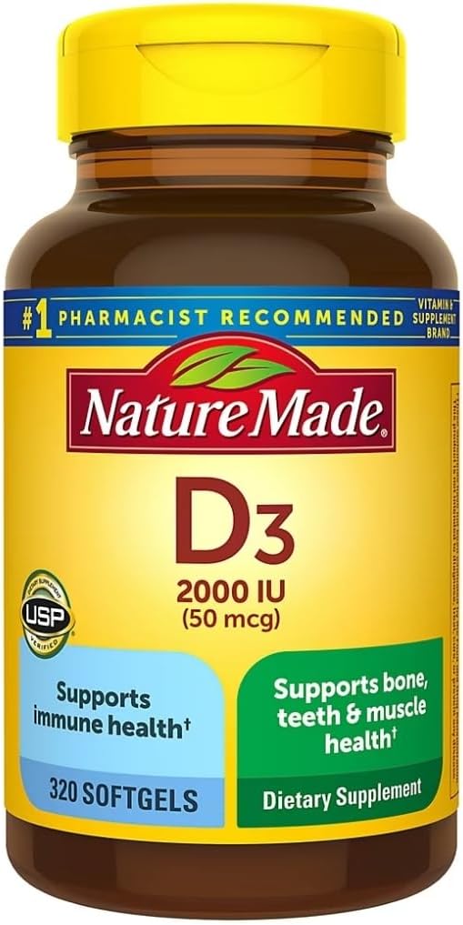 Nature Made Vitamin D3 2000iu 320 Ct. Soft Gels (Συσκευασία Μαΐου Vary)