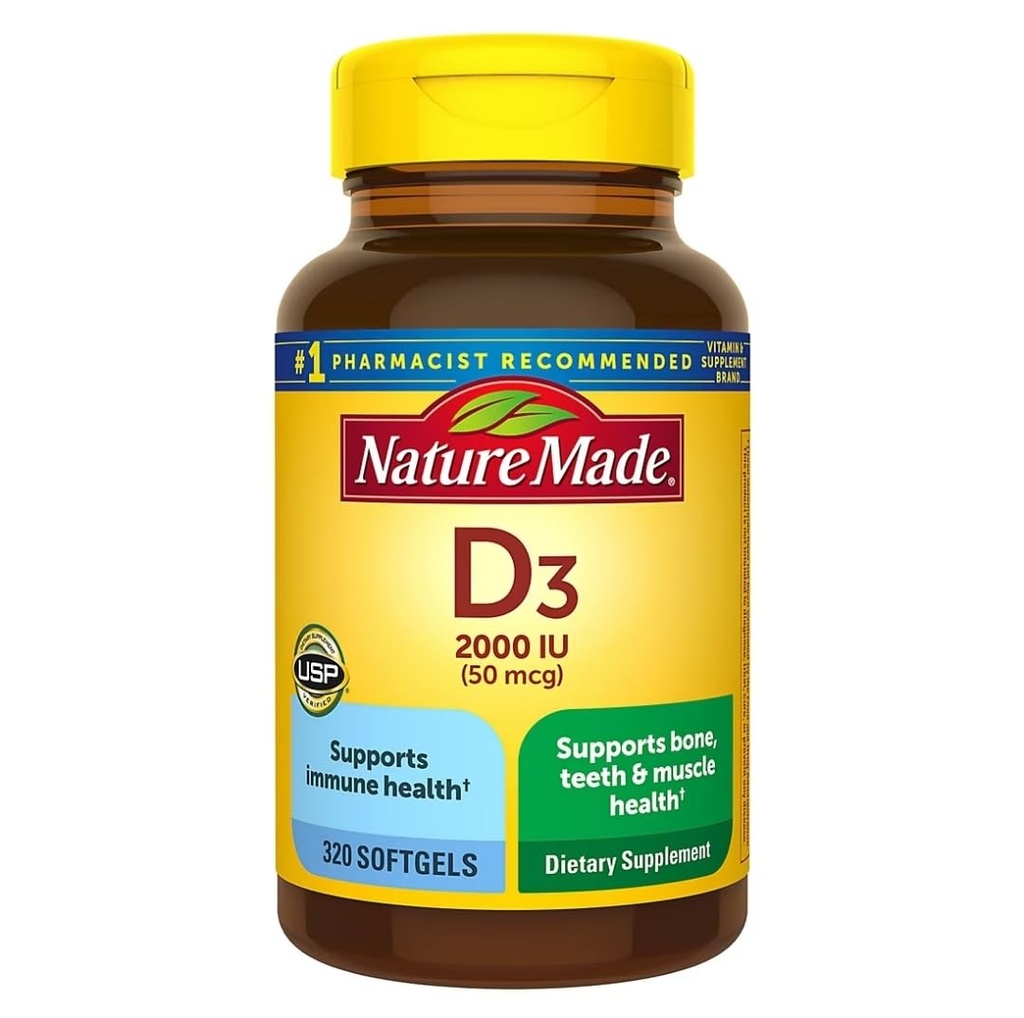 Nature Made Vitamin D3 2000iu 320 Ct. Soft Gels (Συσκευασία Μαΐου Vary)