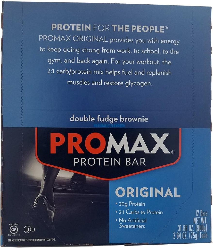 Promax Protein Bar Double Fudge Brownie - 12 - 2,64 oz (75 g) μπάρες [31,68 oz (900 g)]