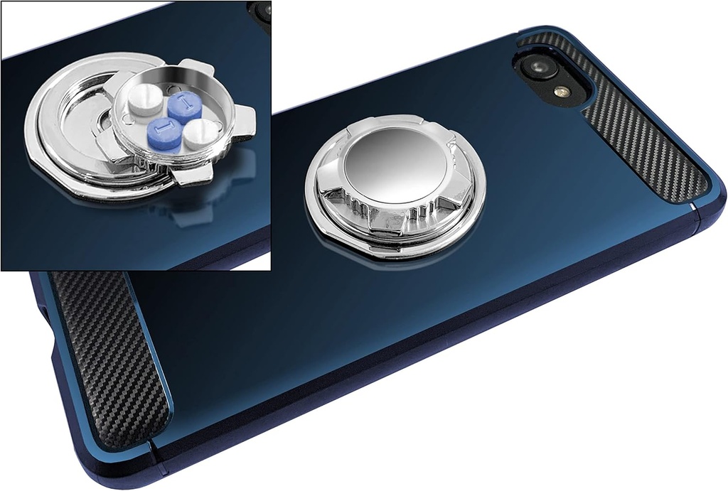 Medcenter Phone Stash Metal Pill Organizer για το τηλέφωνο, φορητό συμπαγές κουτί χάπι, Phone Medication Case με Kick Stand να Hold χάπια & συμπληρώματα - Δώρο για τη μαμά, τον μπαμπά, & τους ηλικιωμένους