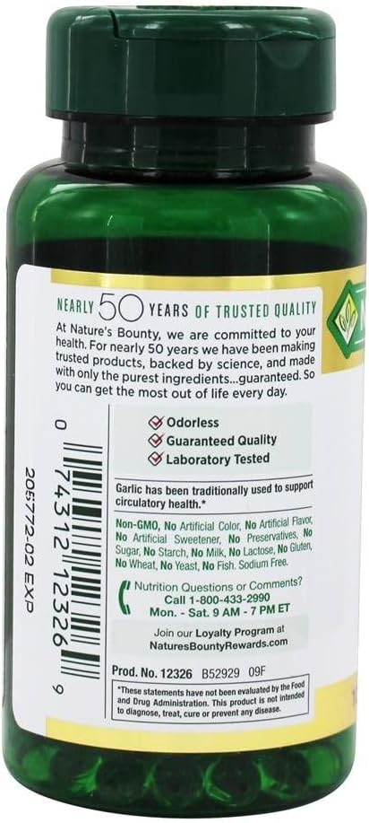 Nature's Bounty Garlic Extract 1000 mg, 100 Rapid Release Softgels (πακέτο των 2)