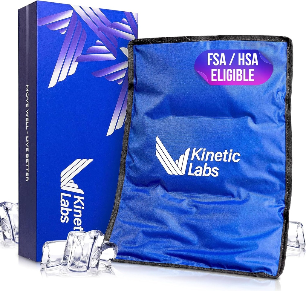 Kinetic Labs Reuseable Ice Pack for Injuries - Μεγάλη παγωμένη συσκευασία για ανακούφιση από τον πόνο στην πλάτη (11x14.5) - Μεγάλη παγωμένη συσκευασία για πλάτη, γόνατο, ώμο, ισχίο
