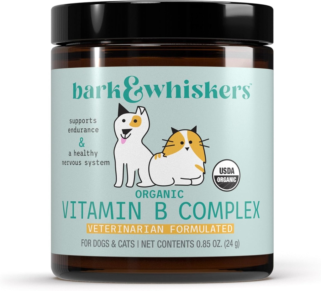 Bark & Whiskers Βιολογικό σύμπλοκο βιταμίνης Β, 0,85 Oz. (24 g), 60 Scoops, Υποστηρίζει ένα υγιές νευρικό σύστημα & αντοχή, κτηνίατρος Formulated, μη-GMO, Certified USDA Organic, Dr. Mercola