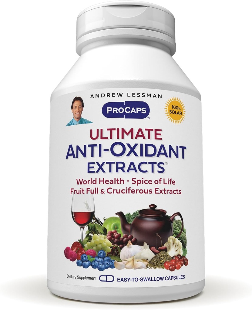 ANDREW LESSMAN Ultimate Anti-Oxidant Extracts 360 Κάψουλες - Συμπυκνωμένο μείγμα τυποποιημένων εκχυλισμάτων. Φυσικά προστατευτικές πολυφαινόλες, μούρα και Cruciferan φυτικά εκχυλίσματα. Χωρίς πρόσθετα