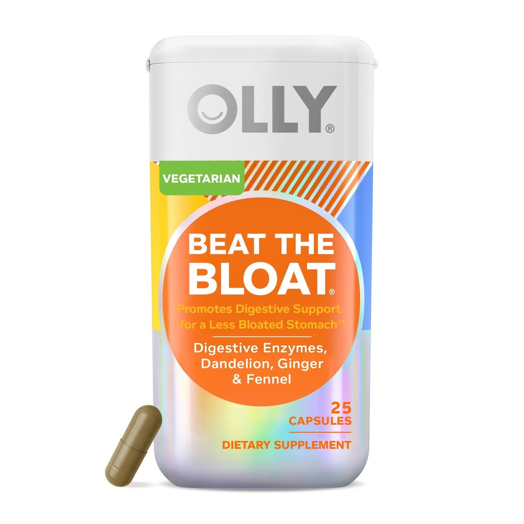 OLLY Beat The Bloat Κάψουλες, Digestive Ένζυμα Υποστήριξης, συμπλήρωμα για τις γυναίκες - 25 Count