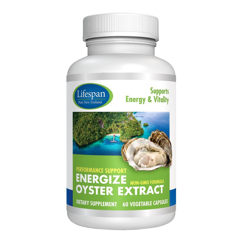 Energieze Oyster Extract Supplement for Men & Women - Zinc, Taurine, Amino Acids - Υποστηρίζει την ενέργεια και την ευεξία, Κατασκευάζεται στις ΗΠΑ, 500 mg, 60 κάψουλες λαχανικών.