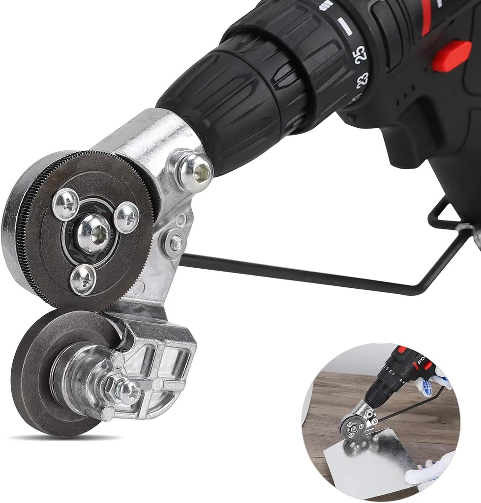 Αναβαθμισμένος ηλεκτρικός κόπτης τροχών τρυπανιών, νέο συνημμένο κοπής τρυπάνι μετάλλων Νίμπλερ/Adapter, συνημμένο μεταλλικών τρυπάνι DIY, λαμαρίνας για την κοπής σιδήρου, λευκό φύλλο, χάλυβας, χαλκός, αλουμίνιο