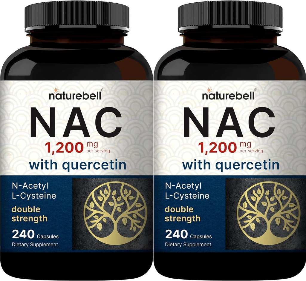 2 Pack NAC συμπλήρωμα (N-Ακετυλοκυστεΐνη) με Quercetin, 1.200mg ανά υπηρεσία, 480 κάψουλες 