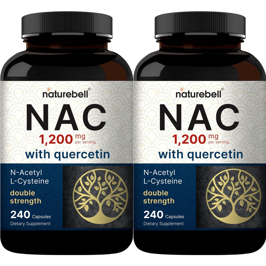 2 Pack NAC συμπλήρωμα (N-Ακετυλοκυστεΐνη) με Quercetin, 1.200mg ανά υπηρεσία, 480 κάψουλες 
