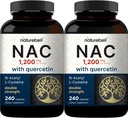 2 Pack NAC συμπλήρωμα (N-Ακετυλοκυστεΐνη) με Quercetin, 1.200mg ανά υπηρεσία, 480 κάψουλες 