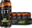 Beyond Raw LIT Ready to Drink Pre Workout, Jolly Rancher Green Apple, For Energy, Focus, Intensity and Pumps, With Nitric Oxide Boost, Zero Sugar, 250mg Caffeine with Beta Alanine, 12 Cans