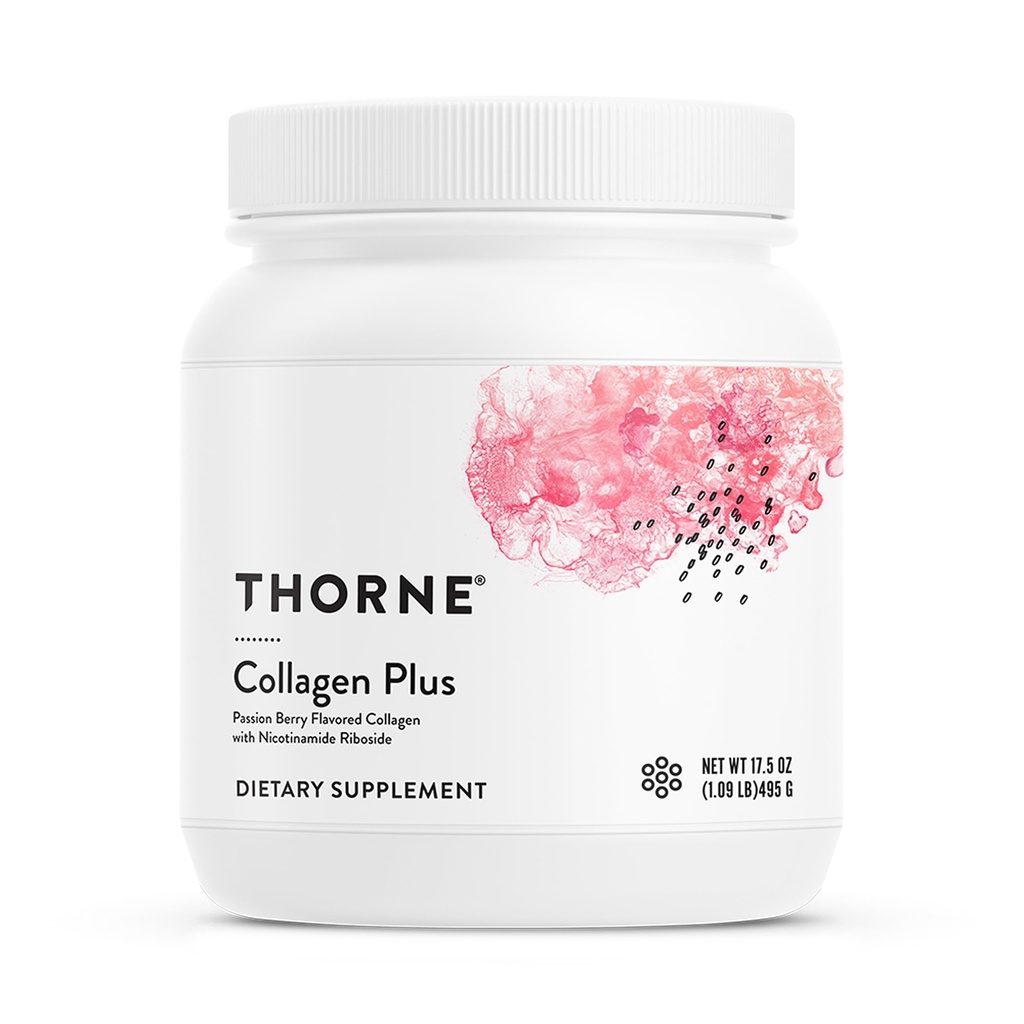 THORNE - Collagen Plus - Collagen Peptides Σκόνη με Νικοτιναμίδη Ριβοζίτη & Κλινικά Σπουδασμένα Συστατικά για Υφή & Υγρασία του δέρματος - Υγιεινό δέρμα, μαλλιά & νύχια* - 17.5 Oz - 30 Σερβιέτες