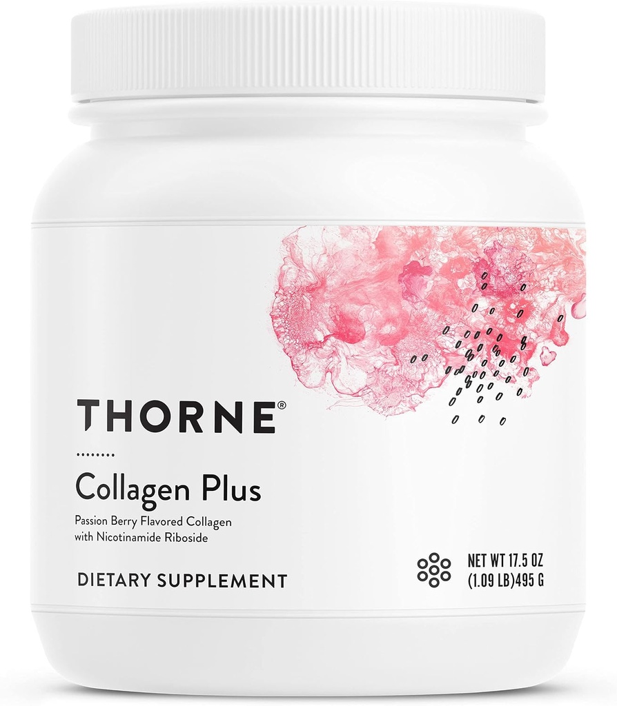 THORNE - Collagen Plus - Collagen Peptides Σκόνη με Νικοτιναμίδη Ριβοζίτη & Κλινικά Σπουδασμένα Συστατικά για Υφή & Υγρασία του δέρματος - Υγιεινό δέρμα, μαλλιά & νύχια* - 17.5 Oz - 30 Σερβιέτες
