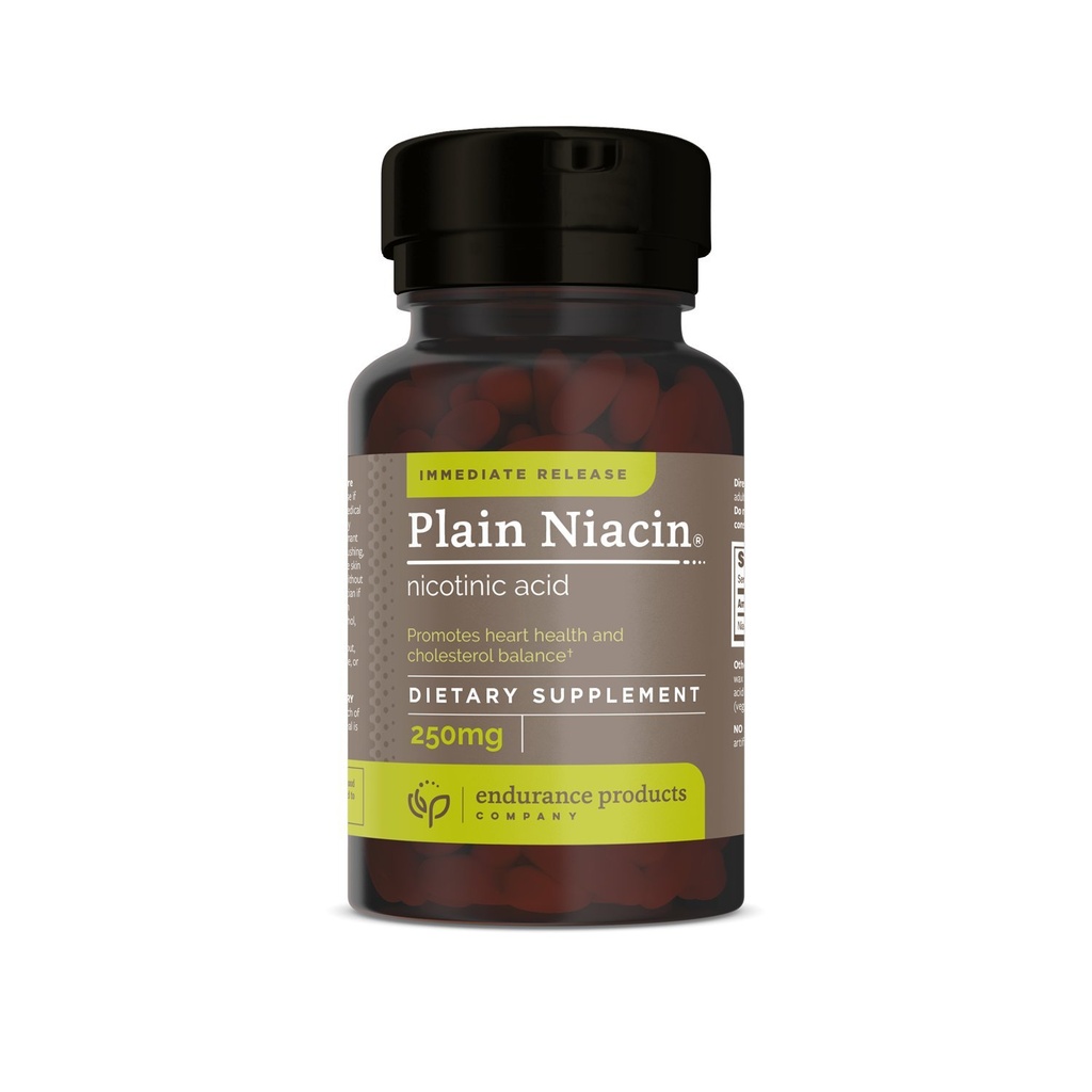 Endur Plain Niacin (Νικοτινικό οξύ), Heart Health & Healthy Cholesterol Balance Supplement, Inmmedia- Release Formula, Gluten Free, 250mg (100 δισκία)