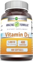 Amazing Formulas Vitamin D3 1000 IU Softgels Supplement | Non-GMO | Gluten Free | Packaged in USA (1 Pack | 480 Count)