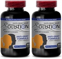 Catalase Anti Gray - Gray Hair Solution για άνδρες και γυναίκες - Anti Gray Hair Supplements Βιταμίνες - Βιολογικό φυσικό χρώμα μαλλιών για γκρι Hair Coverage - Προϊόντα μαλλιών για γυναίκες - 2 μπουκάλια 120 κάψουλες