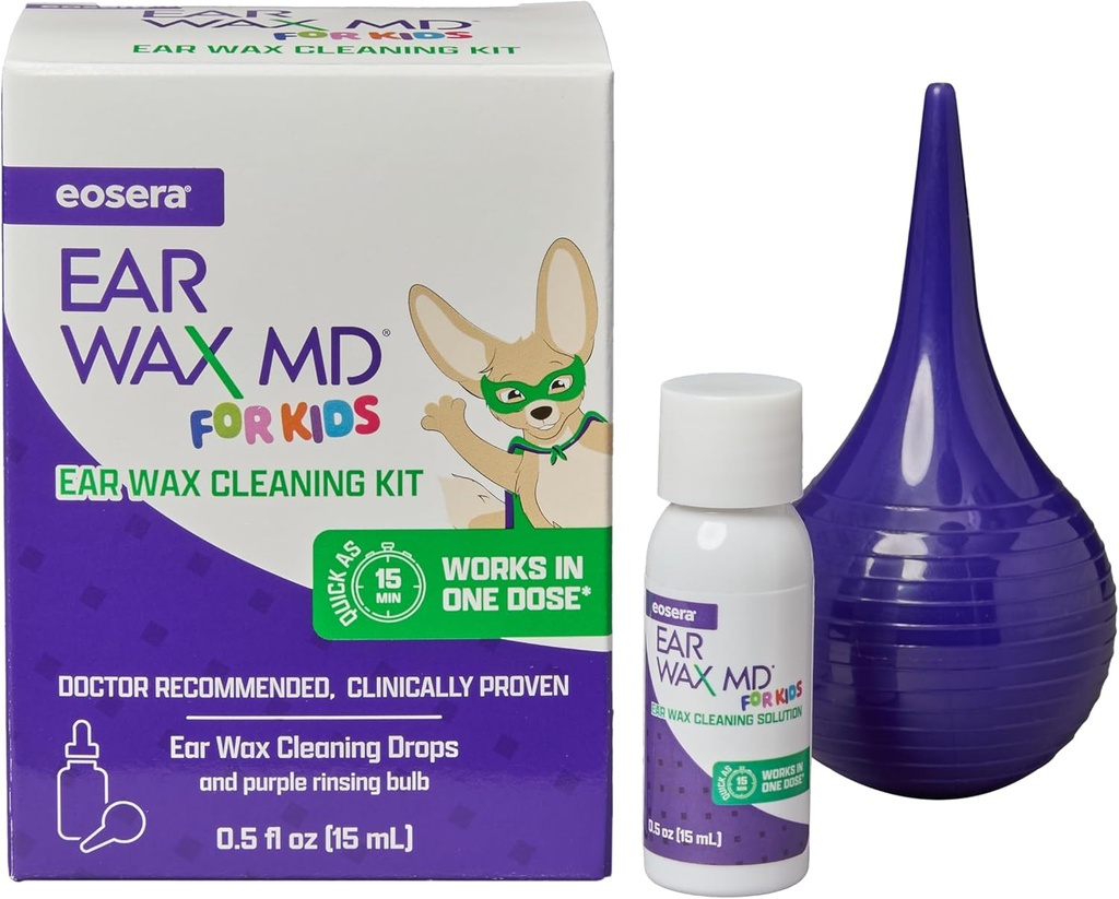 eosera® Ear Wax MD® για τα παιδιά - Wax Kit καθαρισμού με Rinsing Bulb 15mL 