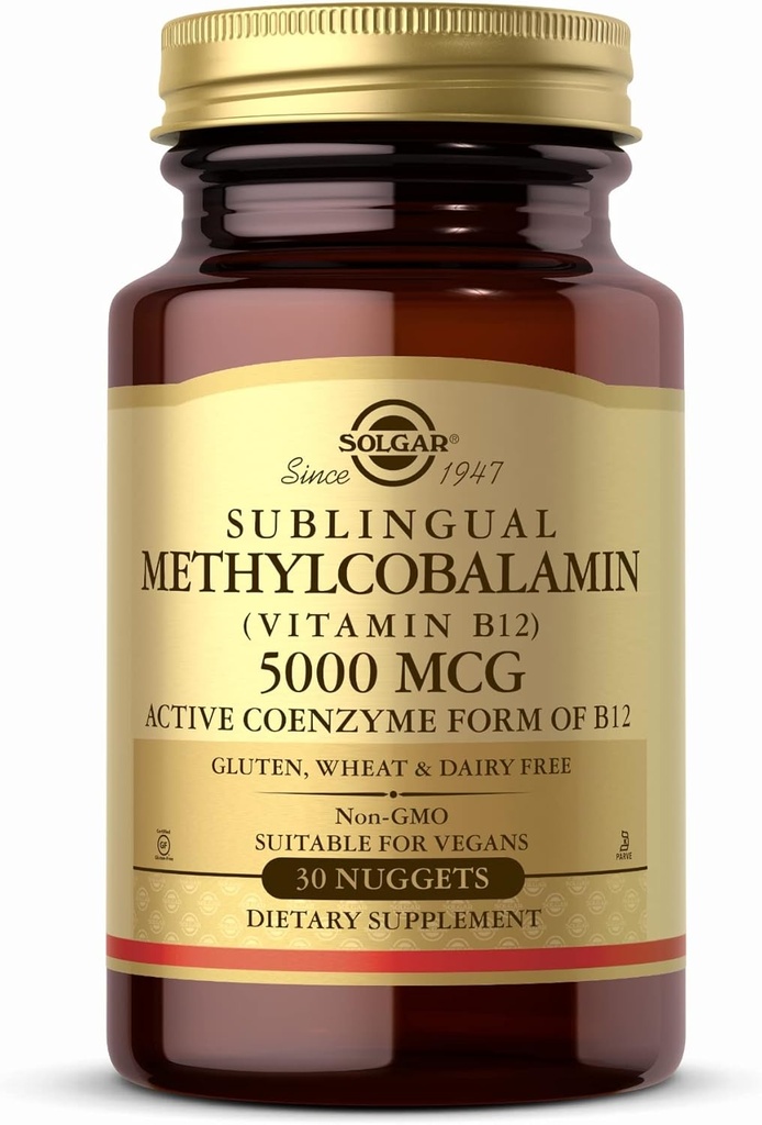 Solgar Methylcobalamin (Vitamin B12) 5000 mcg, 30 ψήγματα - Cherry Flavor - Υποστηρίζει την ενέργεια Μεταβολισμός - σώμα-έτοιμο, ενεργός μορφή - μη-GMO, Vegan, χωρίς γλουτένη - 30 Μερίδες