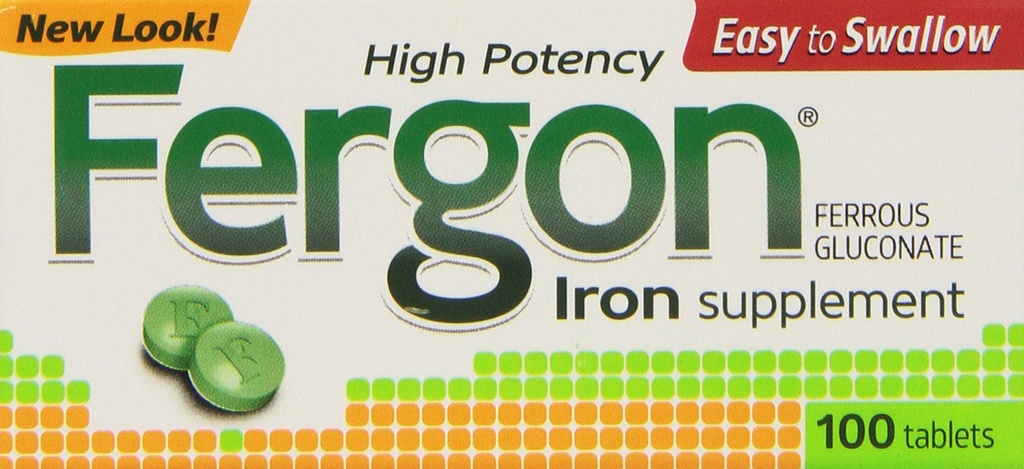 Συμπλήρωμα σιδήρου Fergon, δισκία, 100 Count (πακέτο των 3)