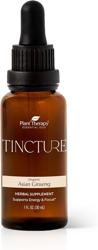 Plant Therapy Organic Asian Ginseng Root Herbal Supplement Βάμμα 30 mL (1 oz) Μεγάλη για την ενέργεια, Ενθαρρύνει την ψυχική εστίαση, Vegan, μη ΓΤΟ, Χωρίς γλουτένη, Υγρό, 1 φιάλη