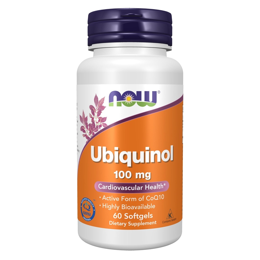 NOW Συμπληρώματα Τροφίμων, Ubiquinol 100 mg, Υψηλή βιοδιαθεσιμότητα (η ενεργή μορφή του CoQ10), 60 Softgels