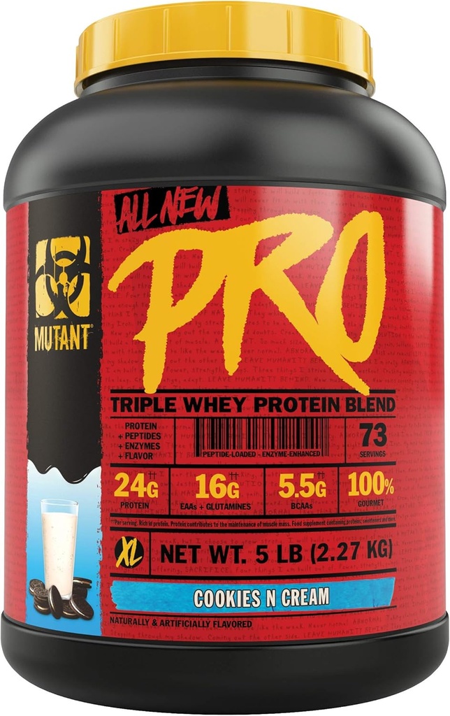 Mutant Pro – Triple Whey Protein Powder Supplement – Time-Released for Enhanced Amino Acid Absorption – Decadent Gourmet Flavors – 5 lbs – Cookies και Κρέμα