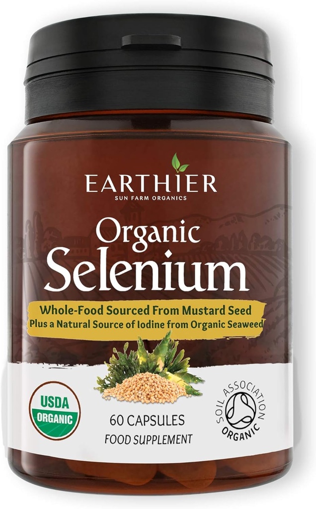 Organic Selenium 200 mcg with Iodine and Silica All from Certified Organic Whole Foods - Two Month Supply