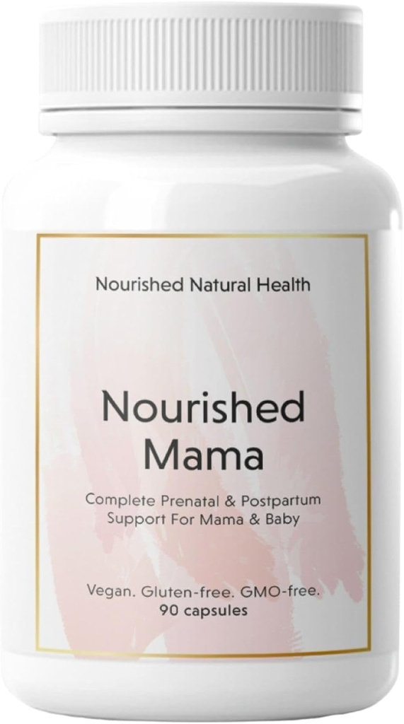 Nurished Mama Prenatal Multi Vitamin - Vegan Multivitamin for Preconception, Εγκυμοσύνη, Επιλόχειο και Θηλασμός Υποστήριξη - Σιδήρου-Δωρεάν με μεθυλιωμένο φολικό & υψηλή δόση Choline - 90 κάψουλες