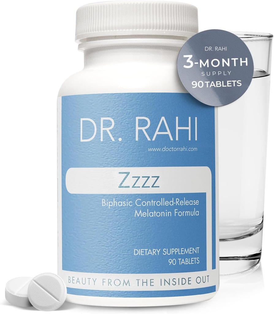 Rahi Melatonin 5mg με ασβέστιο και B6 συμπλήρωμα υποστήριξης ύπνου, Κατασκευασμένο στις ΗΠΑ, Μελατονίνη 5 mg δισκία για βαθύ ύπνο, ήρεμο ύπνο, χαλαρωτικό ύπνο, φυσική βοήθεια ύπνου για ενήλικες, Zzzz - μελατονίνη