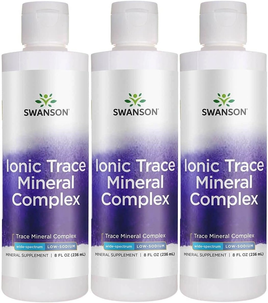Swanson Concentrace Trace Mineral Drops 8oz-Complete Mineral Complex for Energy, Hydration, & Electrolyte Balance Πάνω από 72 Ιωνικά Ορυκτά Υψηλής Απορρόφησης Όπως Μαγνήσιο, Κάλιο, Ασβέστιο (3 Pack)
