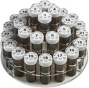 Monthly Pill Bottle Organizer Caddy - 31 αριθμημένα πλήρη μεγέθους χάπια μπουκάλια w Child-Proof Lids για κάθε ημέρα του μήνα- σαφές Rack και εύκολο στη χρήση για την ημερήσια δόση των φαρμάκων Βιταμίνες και συμπληρώματα