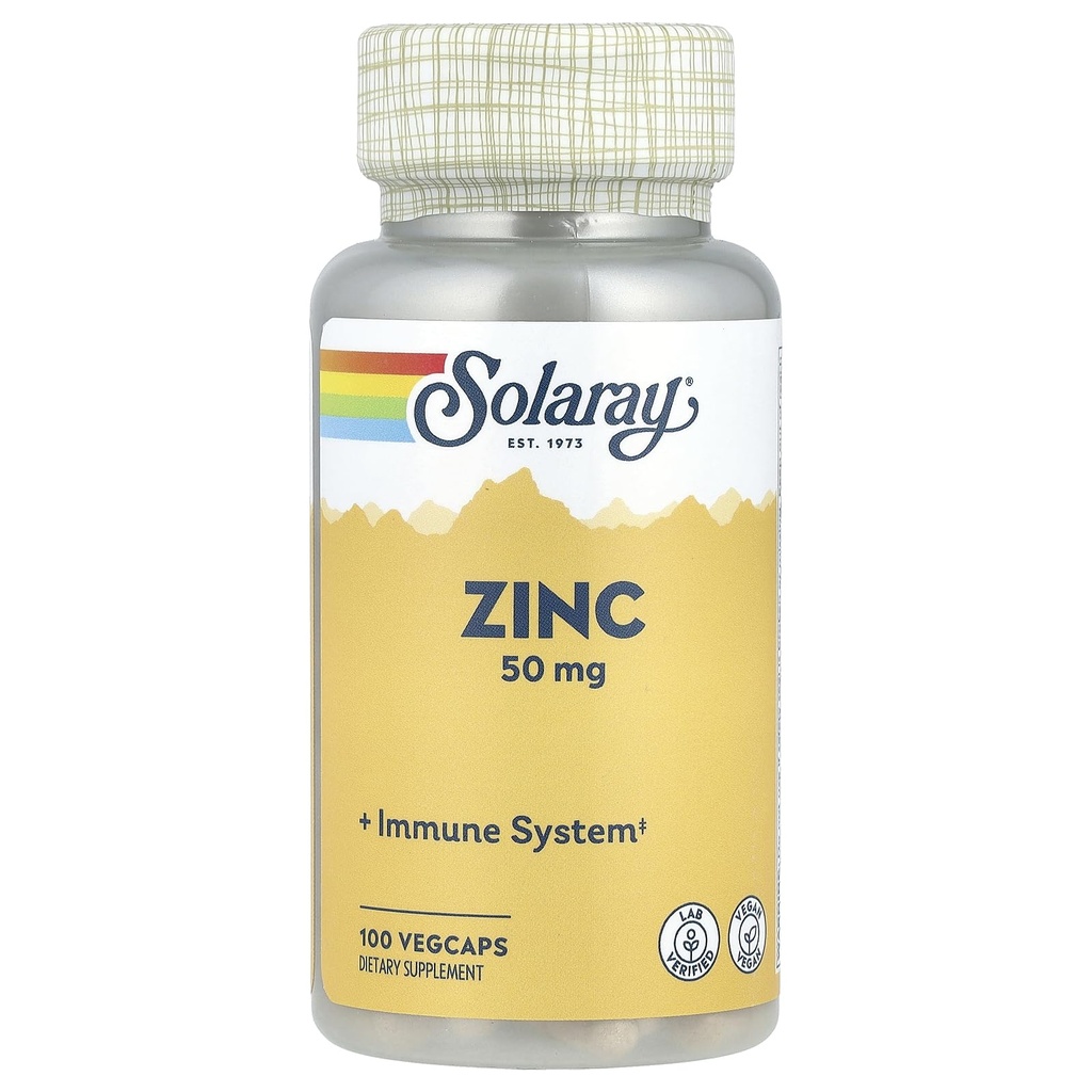 Solaray, ψευδάργυρος 50Mg, 100 κάψουλες χορτοφάγων