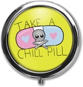Χαριτωμένο κινούμενα σχέδια Πάρτε ένα χάπι Chill Προσφορές κασετίνα Trinket κουτί τηλέφωνο καντράν Pop Art Retro Medicine Tablet Organizer - 3 διαμερίσματα