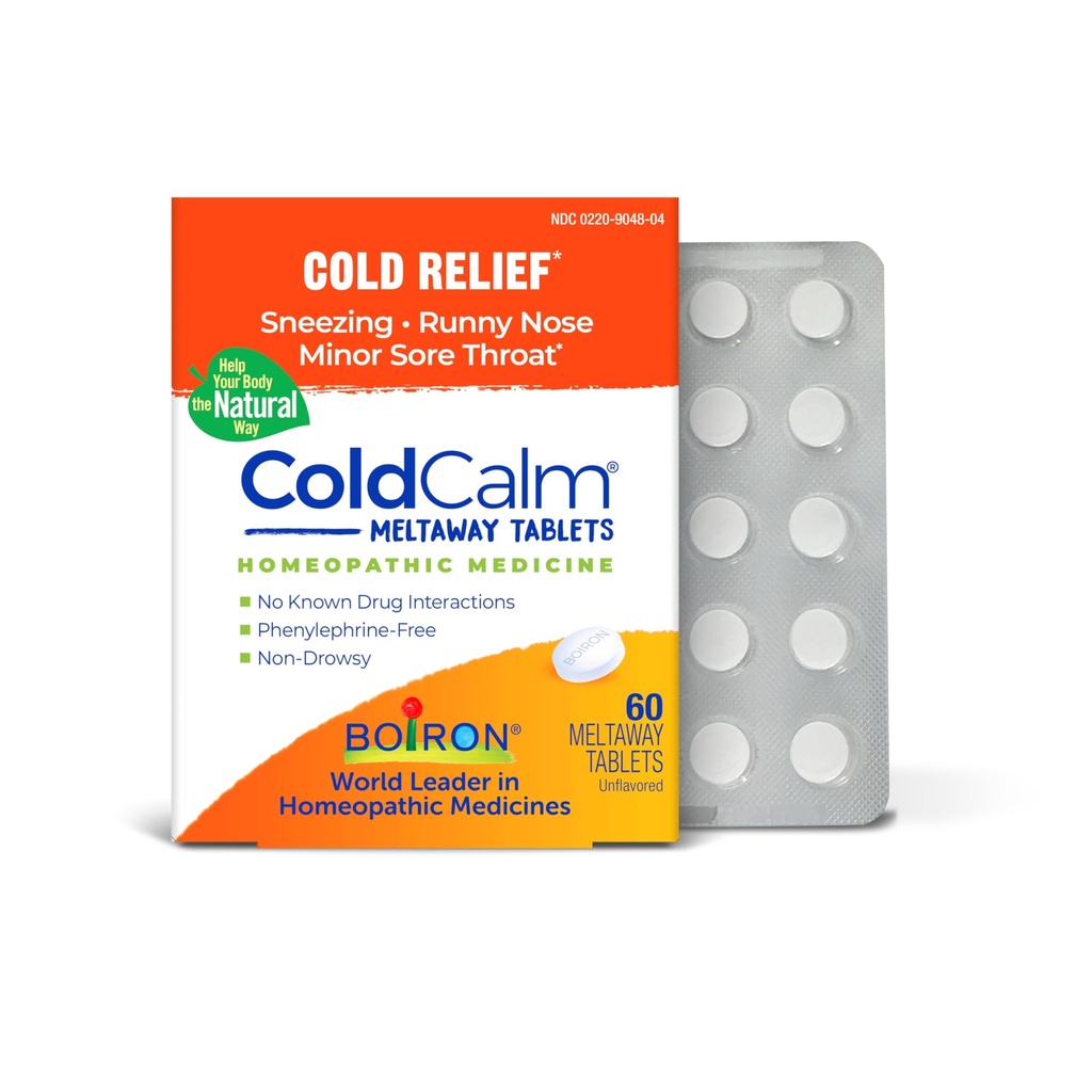 Boiron ColdCalm Δισκία για την ανακούφιση των κοινών ψυχρών συμπτωμάτων όπως το φτάρνισμα, η μύτη Runny, το πονόλαιμο και η Nasνική συμφόρηση - Μη- υπνηλία - 60 κόμης