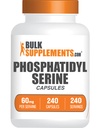 BulkSupplements.com Καψάκια Φωσφατιδυλσερίνης - Συμπλήρωμα Φωσφατιδυλσερίνης, που προέρχονται από τη Σόγια, για Μνήμη και Εστίαση - Χωρίς γλουτένη, 1 Καψάκιο ανά Σερβίρισμα, 240 Καψάκια (πακέτο του 1)