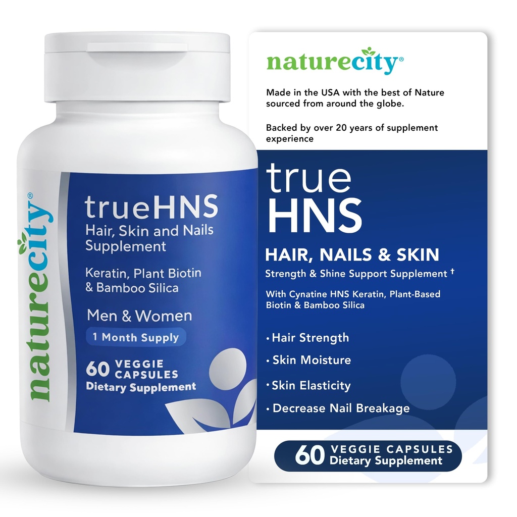 NatureCity True-HNS Hair Nails and Skin Κυνατίνη Κερατίνη και Plant Based Biotin Vitamin Supplement 