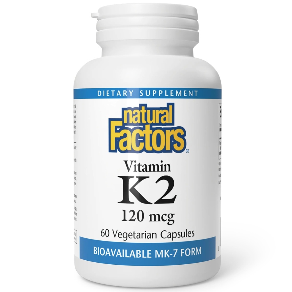 Φυσικοί Παράγοντες, Βιταμίνη K2 120 mcg, Υποστηρίζει την Οστική και Αγγειακή Υγεία, 60 κάψουλες