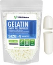 XPRS Nutra Μέγεθος 4 Κενές κάψουλες - 100 κόμης μικρές κενές κάψουλες Ζελατίνης - Χάπια DIY Καψάκιο πλήρωσης - πληρώσιμα καθαρά καπάκια τζελ βοοειδών για το Do-It-Yourself Συμπληρώματα (Λευκό)