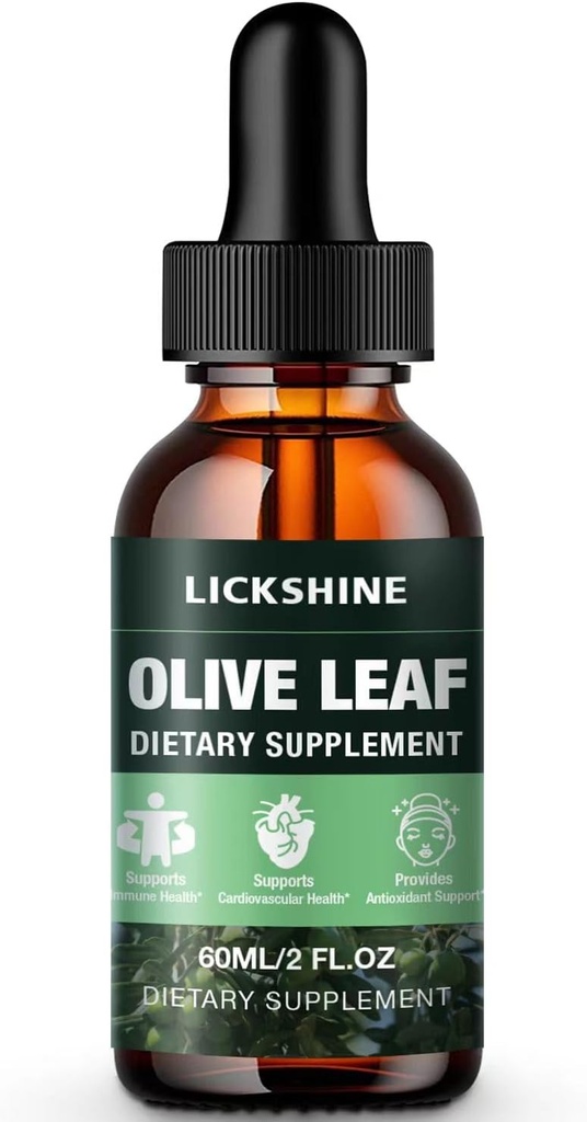 1 Pack 1000MG Olive Leaf Liquid Extract - Βιολογικές σταγόνες φύλλων ελιάς Βαφή για Καλύτερη Απορρόφηση - Immune & Heart Support Gluten-free, Non-GMO, Vegan, 2 Fl Oz