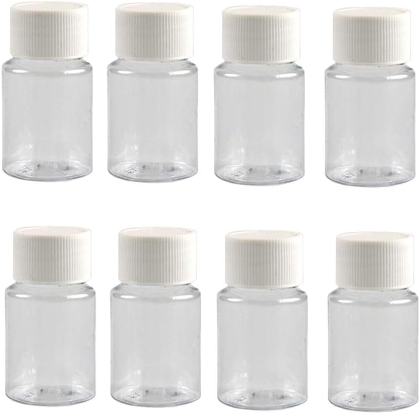 12PCS 30ML 1OZ Transparent Empty Plastic Bottles with White Screw Cap Solid Powder Capsules Pill Tablet Holder Storage Box Refillable Portable Durable Container Jar Pot for Travel Daily Life