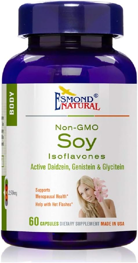 (5 Pack) Esmond Natural: Ισοφλαβόνες σόγιας Μη ΓΤΟ (Υποστηρίγματα Εμμηνοπαυσιακή Υγεία & Hot Flashes), GMP, Φυσικό προϊόν Assn Certified, Made in USA - 250mg, 300 κάψουλες