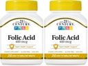 21st Century Folic Acid 400 mcg Tablets, 250 Count (Pack of 2)